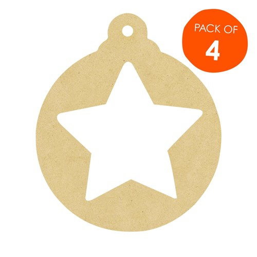 Wooden Bauble Shapes with Cutout - Pack of 4