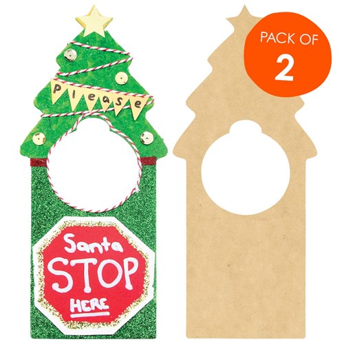 Wooden Christmas Tree Door Hangers - Pack of 2