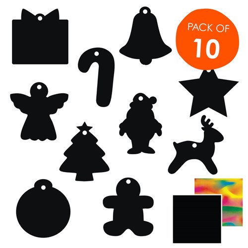 Scratch Board Christmas Ornaments - Pack of 10