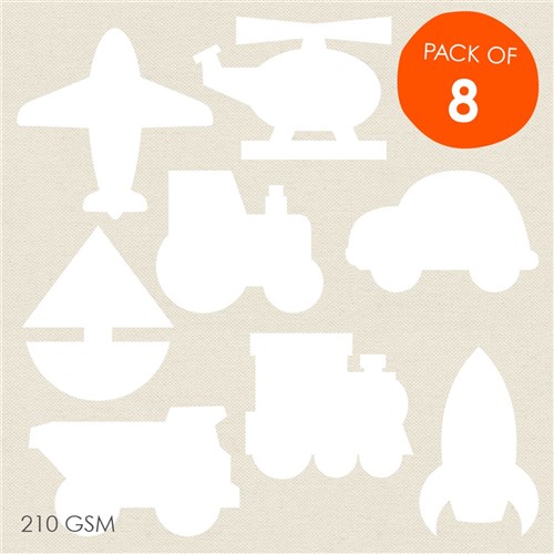 Cardboard Transport Shapes - White - Pack of 8