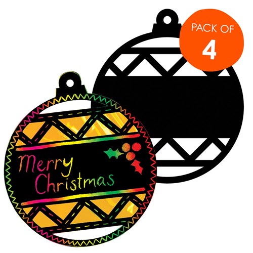 Scratch Board Cutout Baubles - Pack of 4