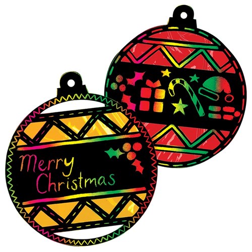 Scratch Board Cutout Baubles - Pack of 4