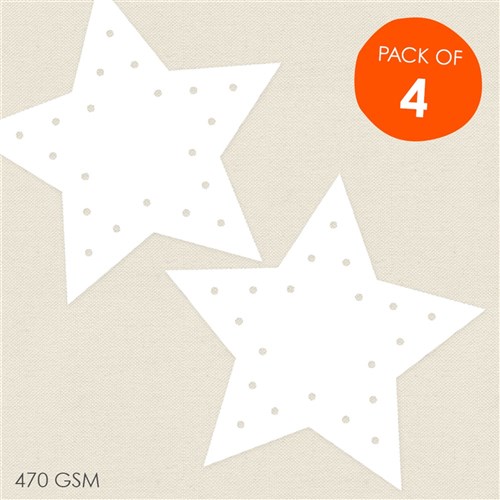 Cardboard Sewing Stars - White - Pack of 4