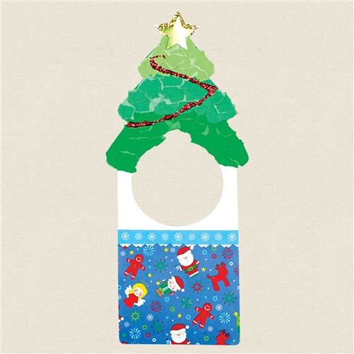 Cardboard Christmas Tree Door Hangers - White - Pack of 4