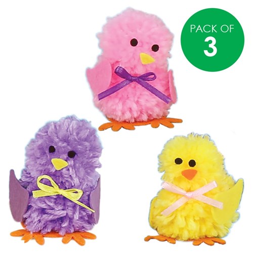 Easter Chick Pom Pom Kit - Pack of 3