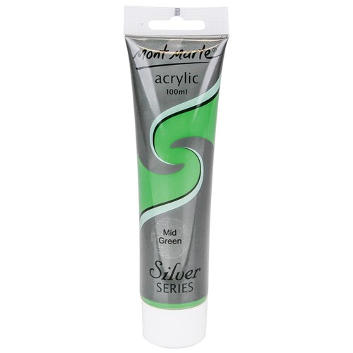 Mont Marte Silver Series Acrylic Paint - Mid Green - 100ml