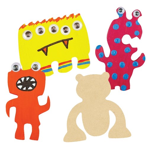 Wooden Monster Shapes - Pack of 20