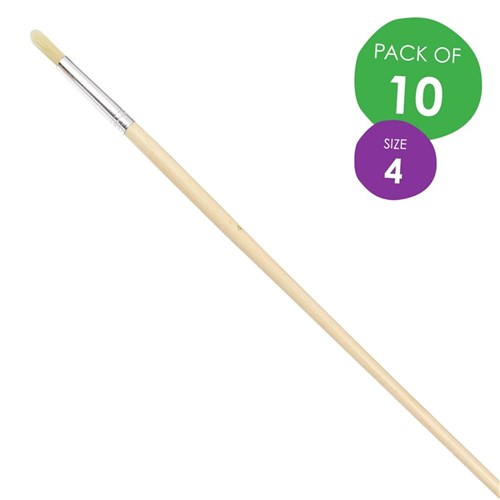 Round Paint Brushes - Size 4 - Nylon - Pack of 10