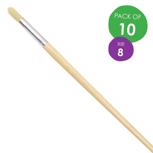 Round Paint Brushes - Size 8 - Nylon - Pack of 10