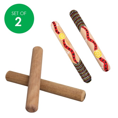 Indigenous Wooden Clap Sticks - Small - Set of 2 Sticks