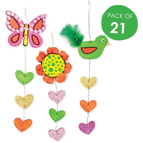 Wooden Hanging Decoration - Spring - Pack of 21