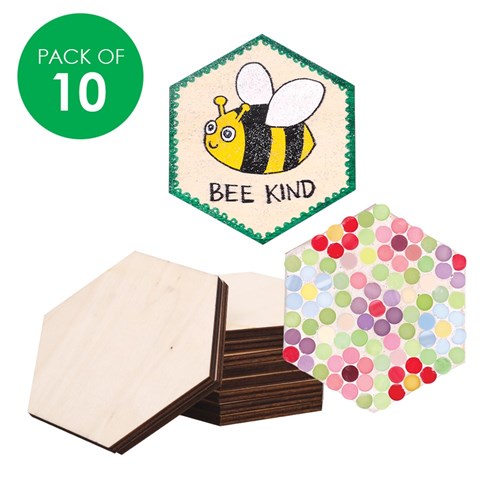 Wooden Hexagon Shapes - Pack of 10