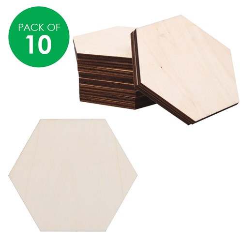 Wooden Hexagon Shapes - Pack of 10