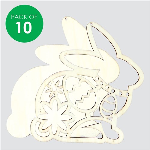 Wooden Layered Bunny Ornaments - Pack of 10