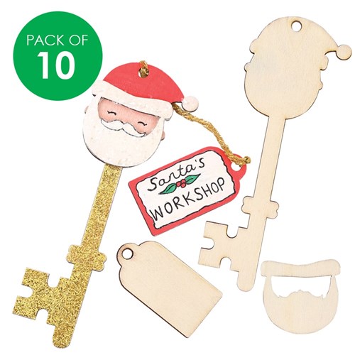 Wooden Santa Keys - Pack of 10