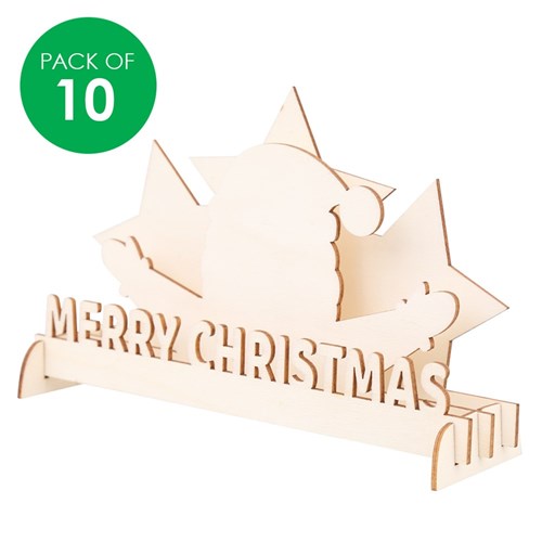 Wooden MERRY CHRISTMAS Plaques - Pack of 10