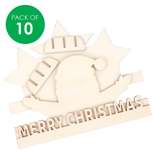 Wooden MERRY CHRISTMAS Plaques - Pack of 10