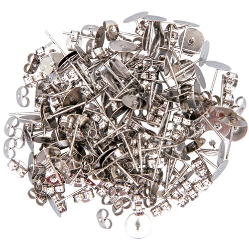Earring Posts & Studs - Silver - Pack of 100
