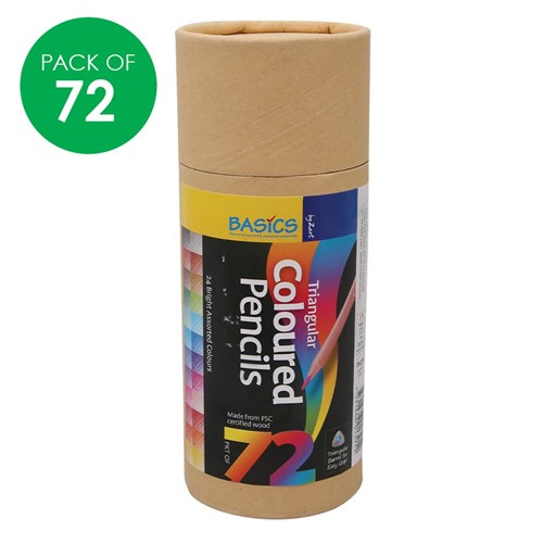 Basics Triangular Coloured Pencils - Pack of 72