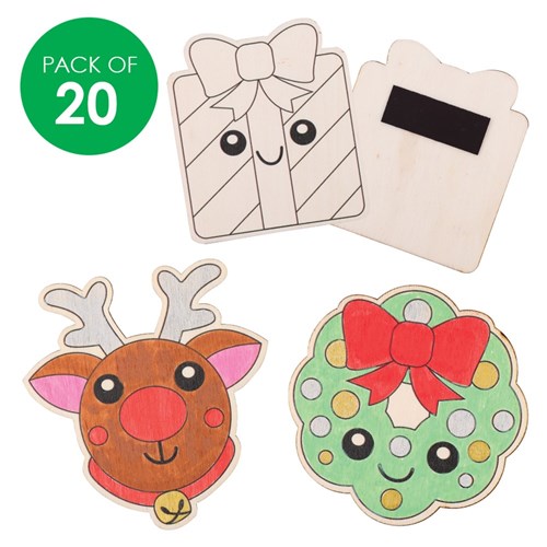 Printed Wooden Magnets - Christmas - Pack of 20