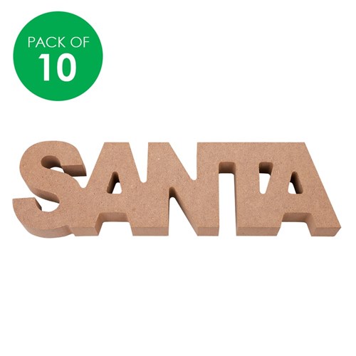 Wooden Standing Word - SANTA - Pack of 10