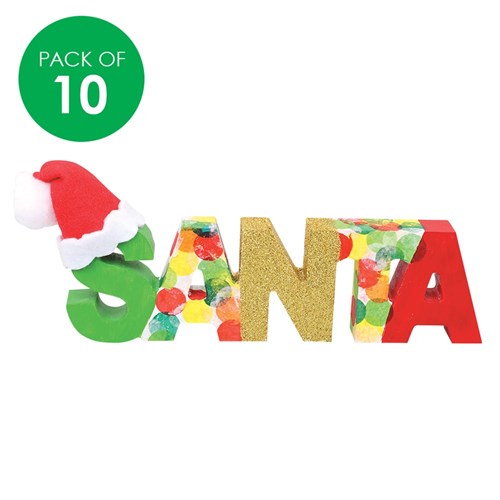 Wooden Standing Word - SANTA - Pack of 10