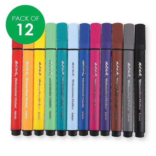 Mont Marte Watercolour Triangular Markers - Pack of 12