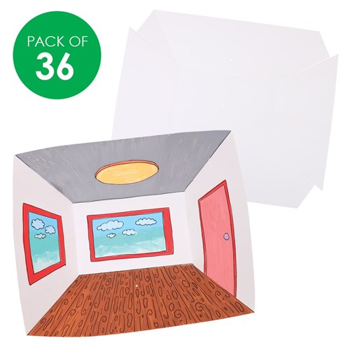 Cardboard Perspective Rooms - Pack of 36