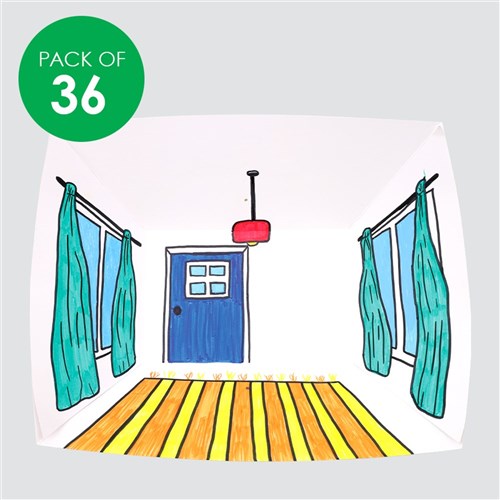 Cardboard Perspective Rooms - Pack of 36