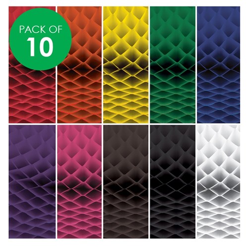 Coloured Honeycomb Paper - Pack of 10