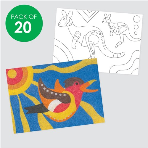 Sand Art Sheets - Aussie Animals - Pack of 20