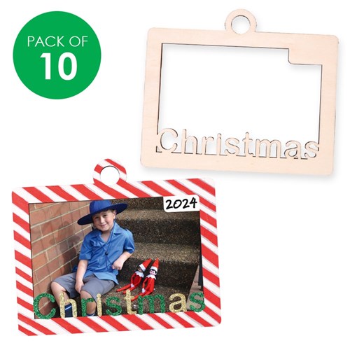 Wooden Hanging Christmas Frames - Pack of 10