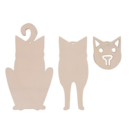 Wooden Layered Cats - Pack of 10