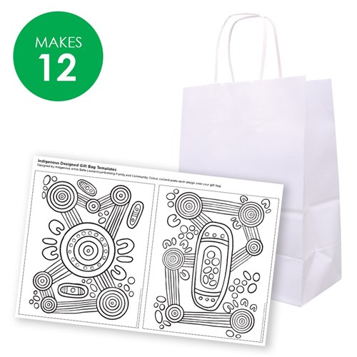 Colour In Gift Bag Bumper Pack - Indigenous Designed - Makes 12 Bags