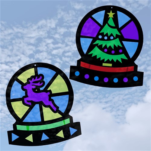 Cardboard Stained Glass Frames - Christmas Snow Globes - Black - Pack of 20