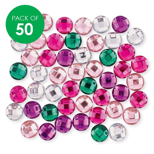 Round Rhinestones - Assorted Colours - Pack of 50