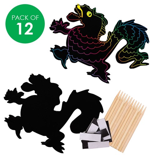 Scratch Board Magnets - Dragon - Pack of 12