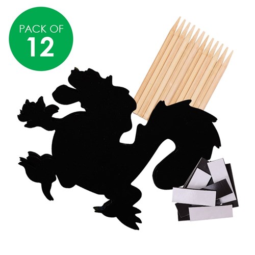 Scratch Board Magnets - Dragon - Pack of 12