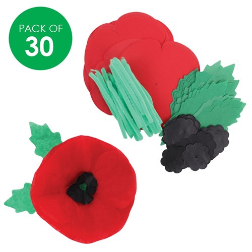 Tissue Paper Poppies - Pack of 30