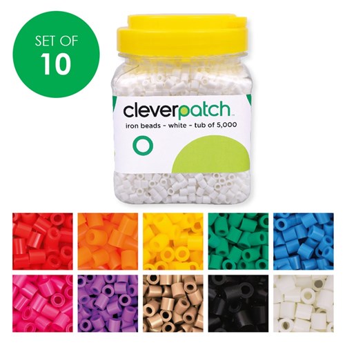 CleverPatch Iron Beads - Tub of 5,000 - Set of 10 Colours