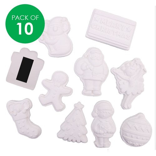 Plaster Christmas Magnets - Pack of 10