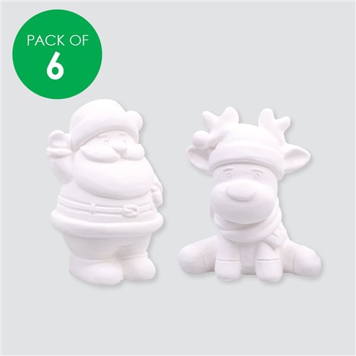 Plaster Christmas Characters - Pack of 6