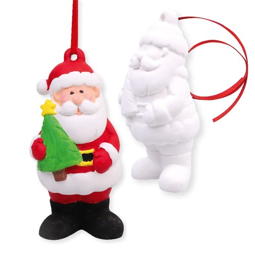 Plaster Santa Ornament - Each