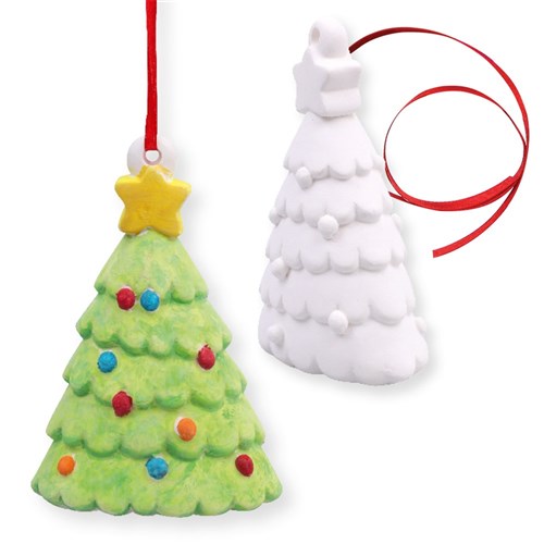 Plaster Christmas Tree Ornament - Each