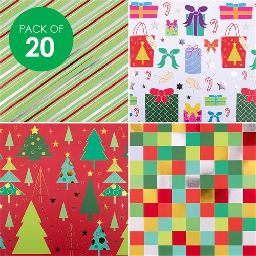 Christmas Craft Paper - Foil Details - Pack of 20