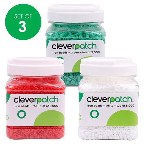 CleverPatch Iron Beads - Tub of 5,000 - Set of 3 Christmas Colours