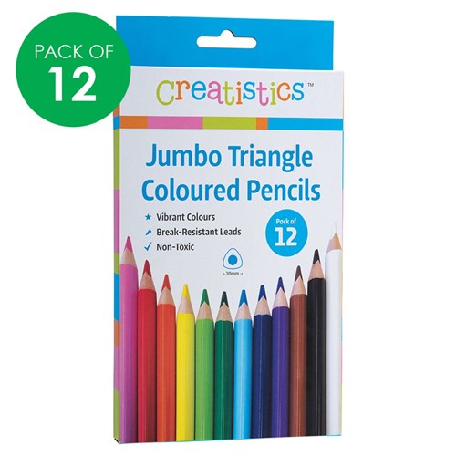 Creatistics Jumbo Triangular Coloured Pencils - Pack of 12