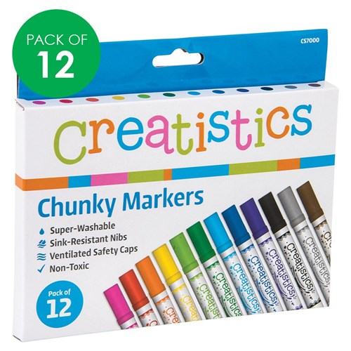 Creatistics Chunky Coloured Markers - Pack of 12