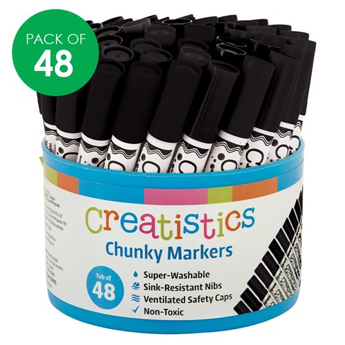 Creatistics Chunky Coloured Markers - Black - Pack of 48