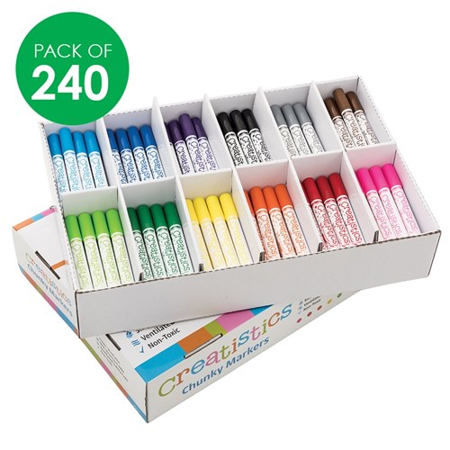 Creatistics Chunky Coloured Markers Classpack - Pack of 240